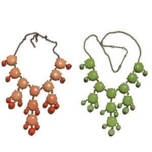 Flashy Orange and Lime Green Bib Necklaces